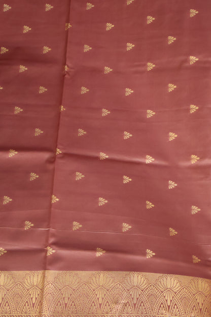 Semi Soft Silk Saree-Floral Pattern-Golden Brown