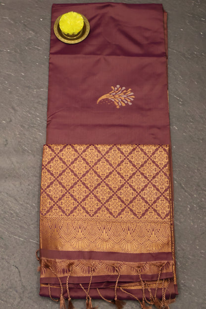 Semi Soft Silk Saree-Floral Pattern- Light Arakku