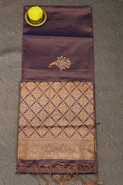 Semi Soft Silk Saree-Floral Pattern-Voilet