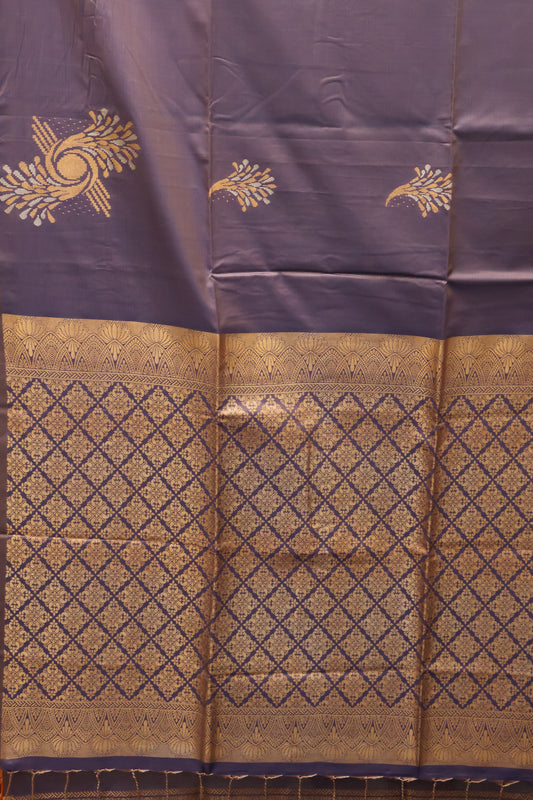 Semi Soft Silk Saree-Floral Pattern-Voilet