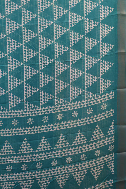 Dola Silk Saree Pyramid Pattern-Teal Green