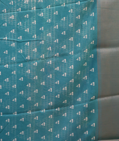 Dola Silk Saree Pyramid Pattern-Teal Green