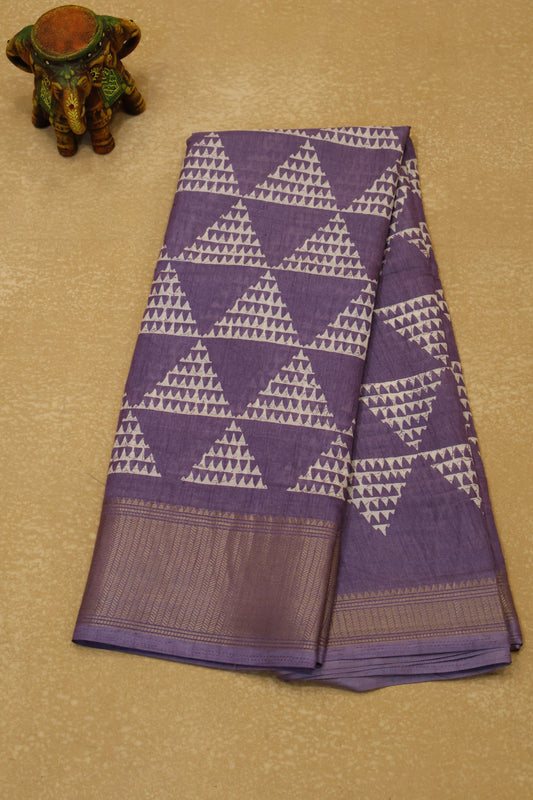 Dola Silk Saree Pyramid Pattern-Lavender