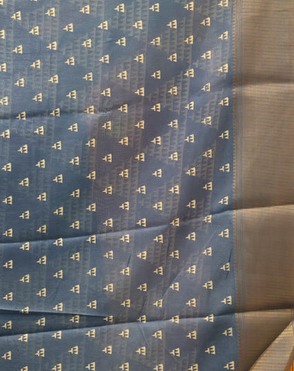 Dola Silk Saree Pyramid Pattern-Blue