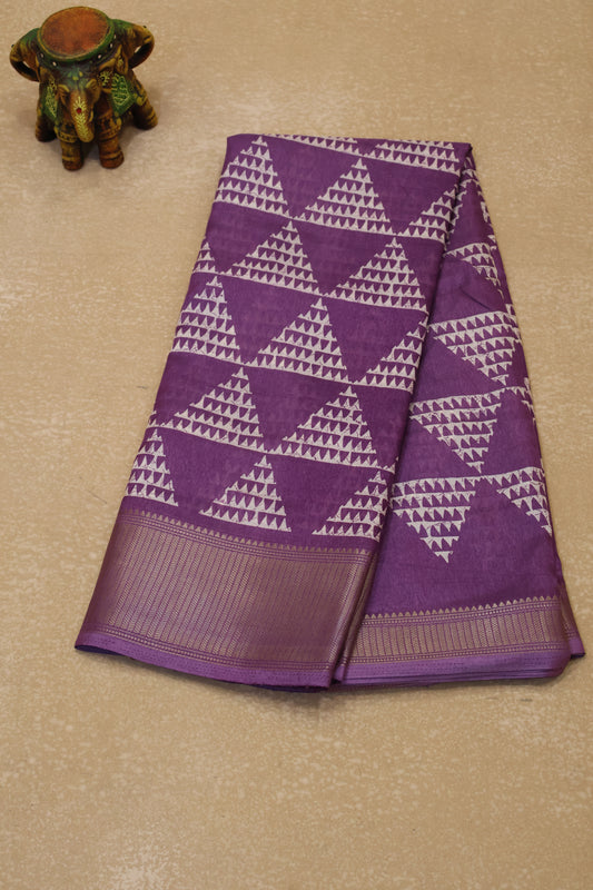 Dola Silk Saree Pyramid Pattern-Purple