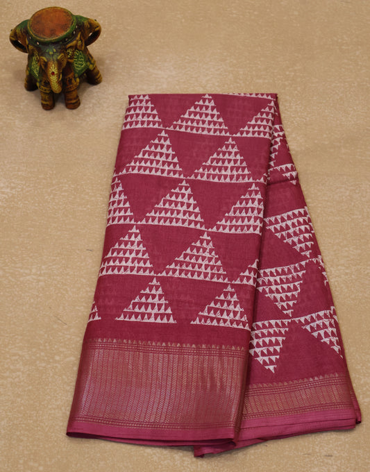 Dola Silk Saree Pyramid Pattern-Pink