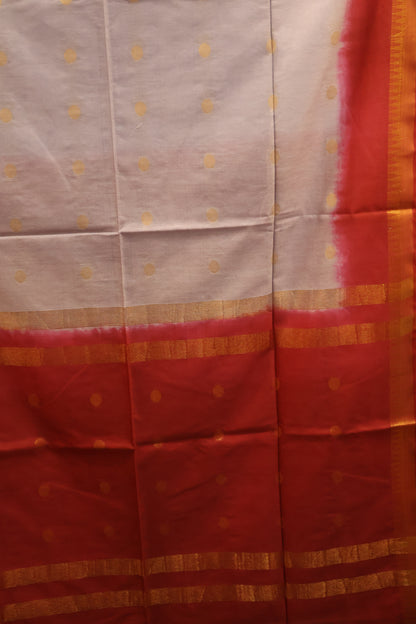 Semi Bhagalpur Tussar Saree-Grey-Maroon