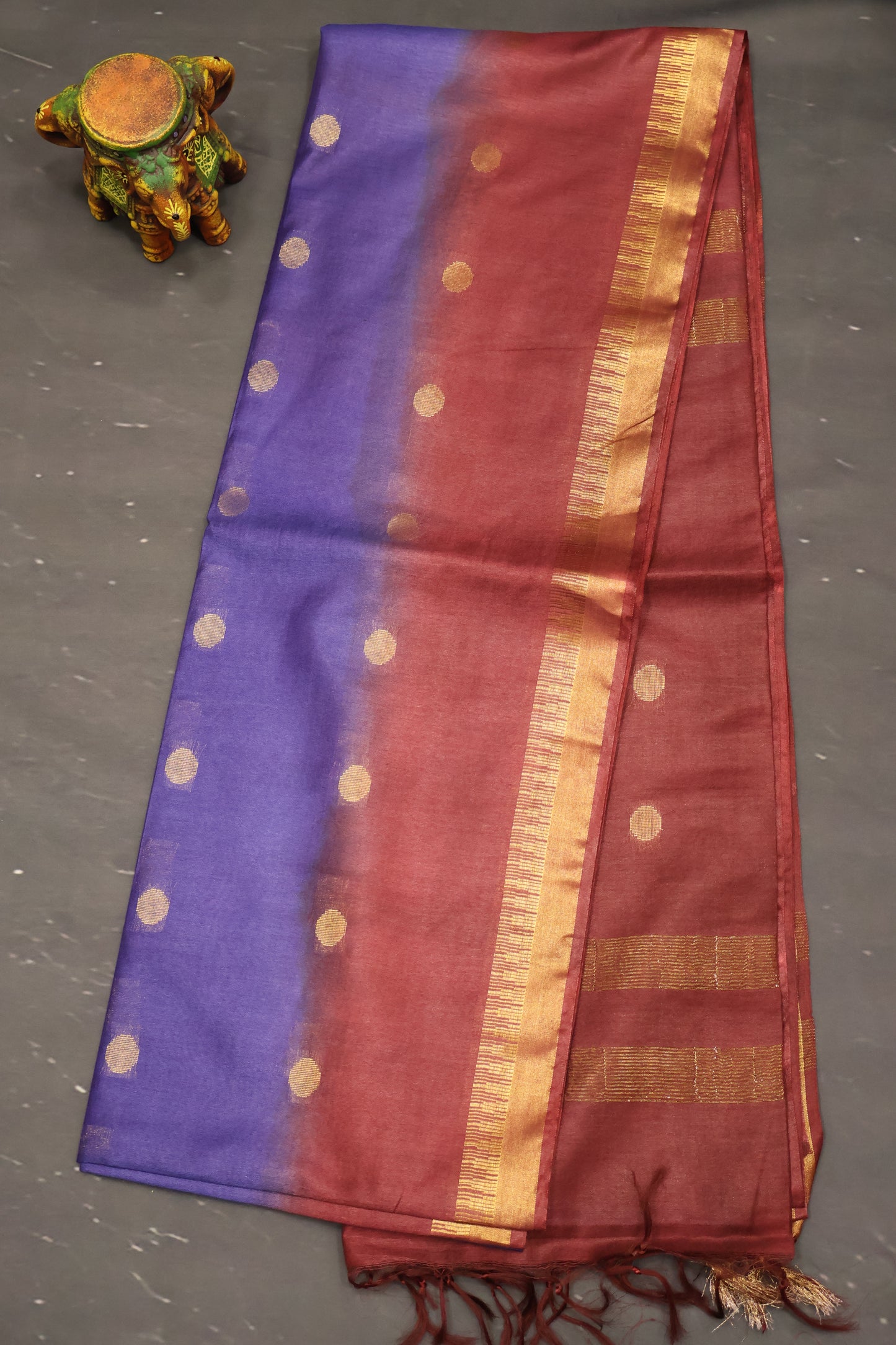 Semi Bhagalpur Tussar Saree-Voilet-Wine