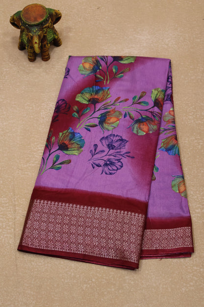 Dola Silk Saree Rainbow Bloom-Lavender