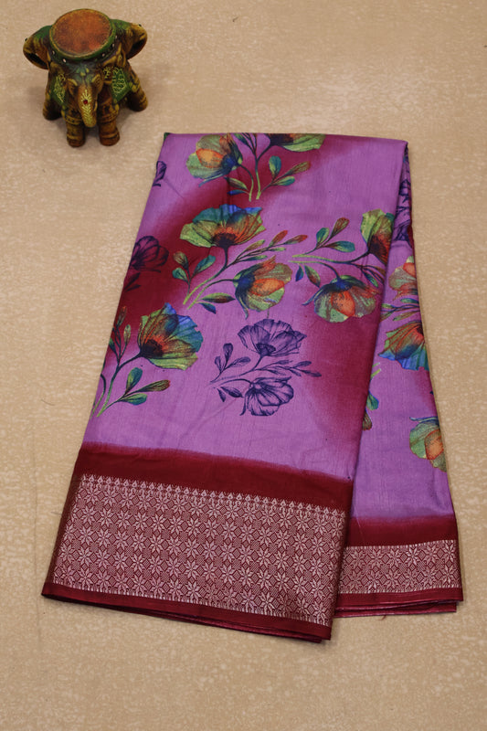 Dola Silk Saree Rainbow Bloom-Lavender