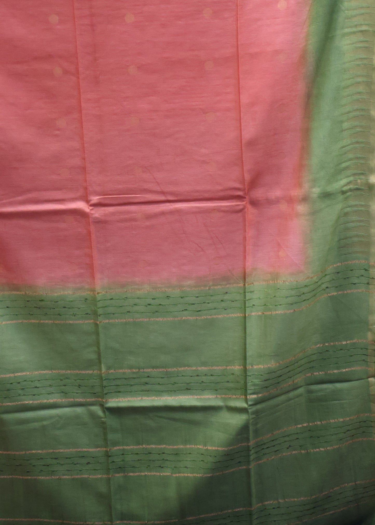 Semi Bhagalpur Tussar Saree-Rust-Green