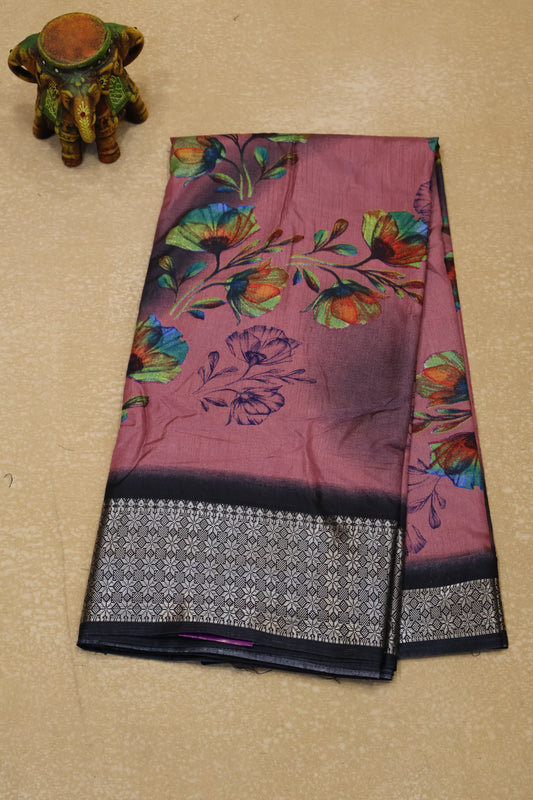Dola Silk Saree Rainbow Bloom-Mauve