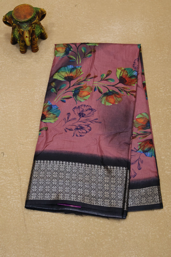 Dola Silk Saree Rainbow Bloom-Mauve