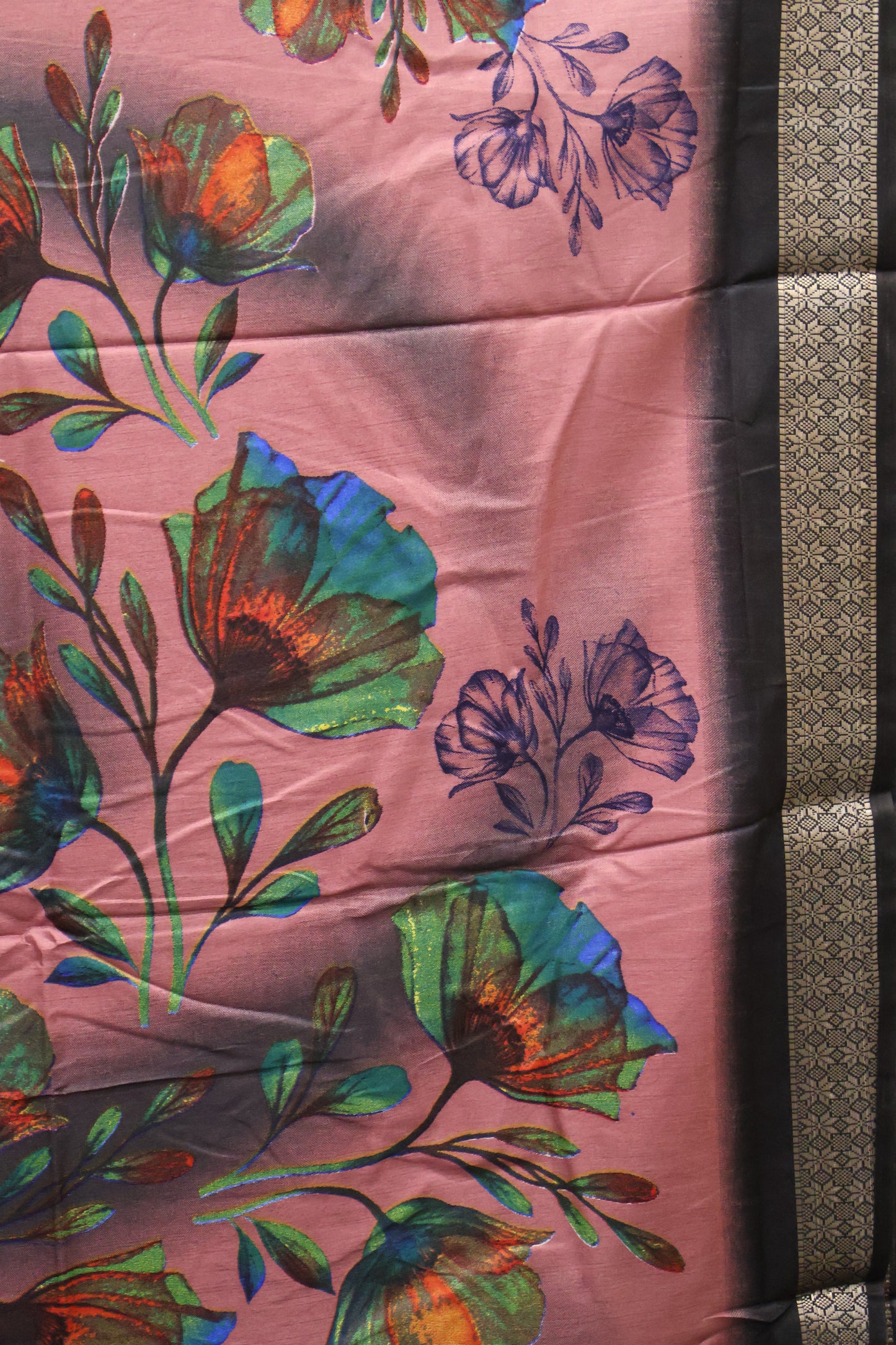 Dola Silk Saree Rainbow Bloom-Mauve