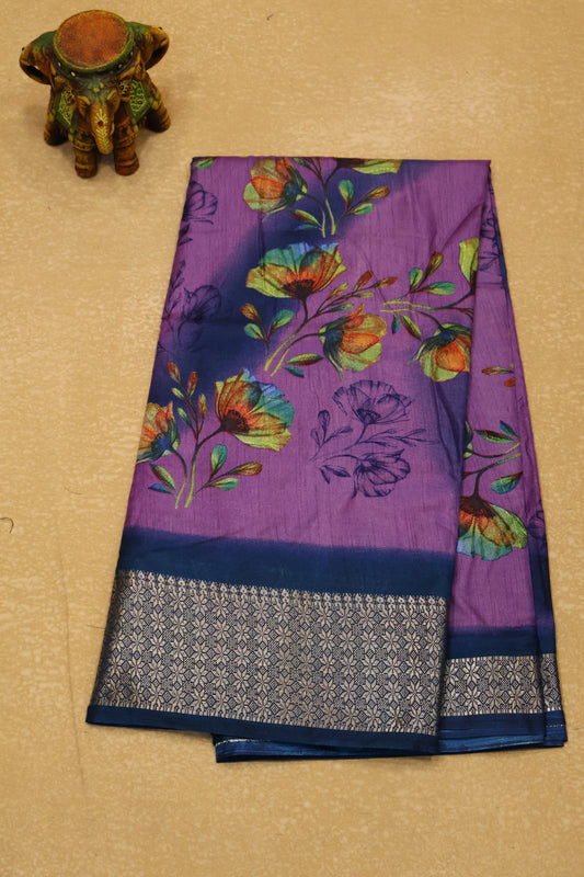 Dola Silk Saree Rainbow Bloom-Voilet