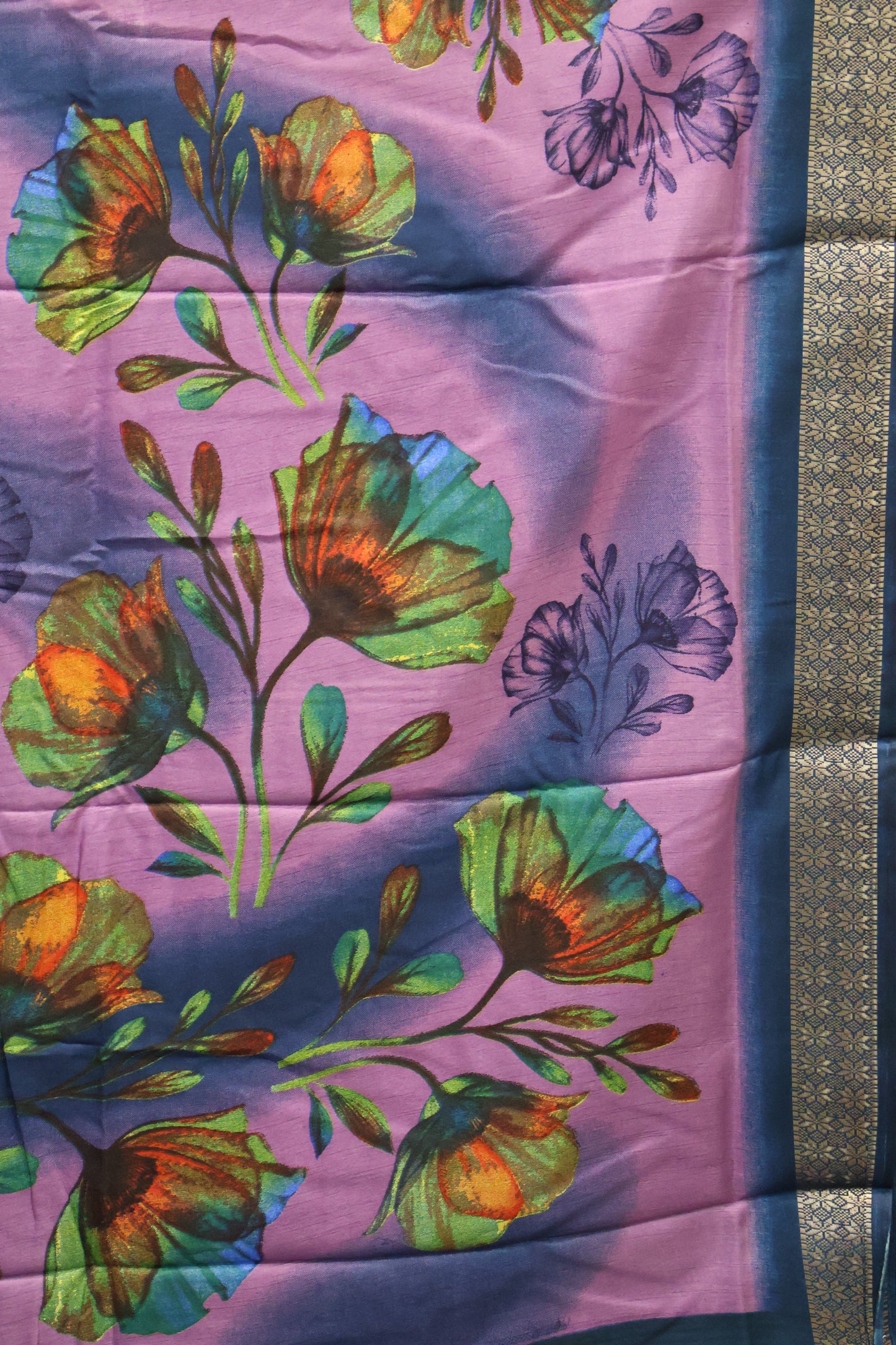Dola Silk Saree Rainbow Bloom-Voilet