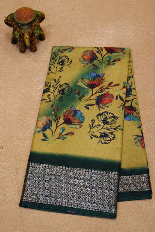 Dola Silk Saree Rainbow Bloom-Mustard