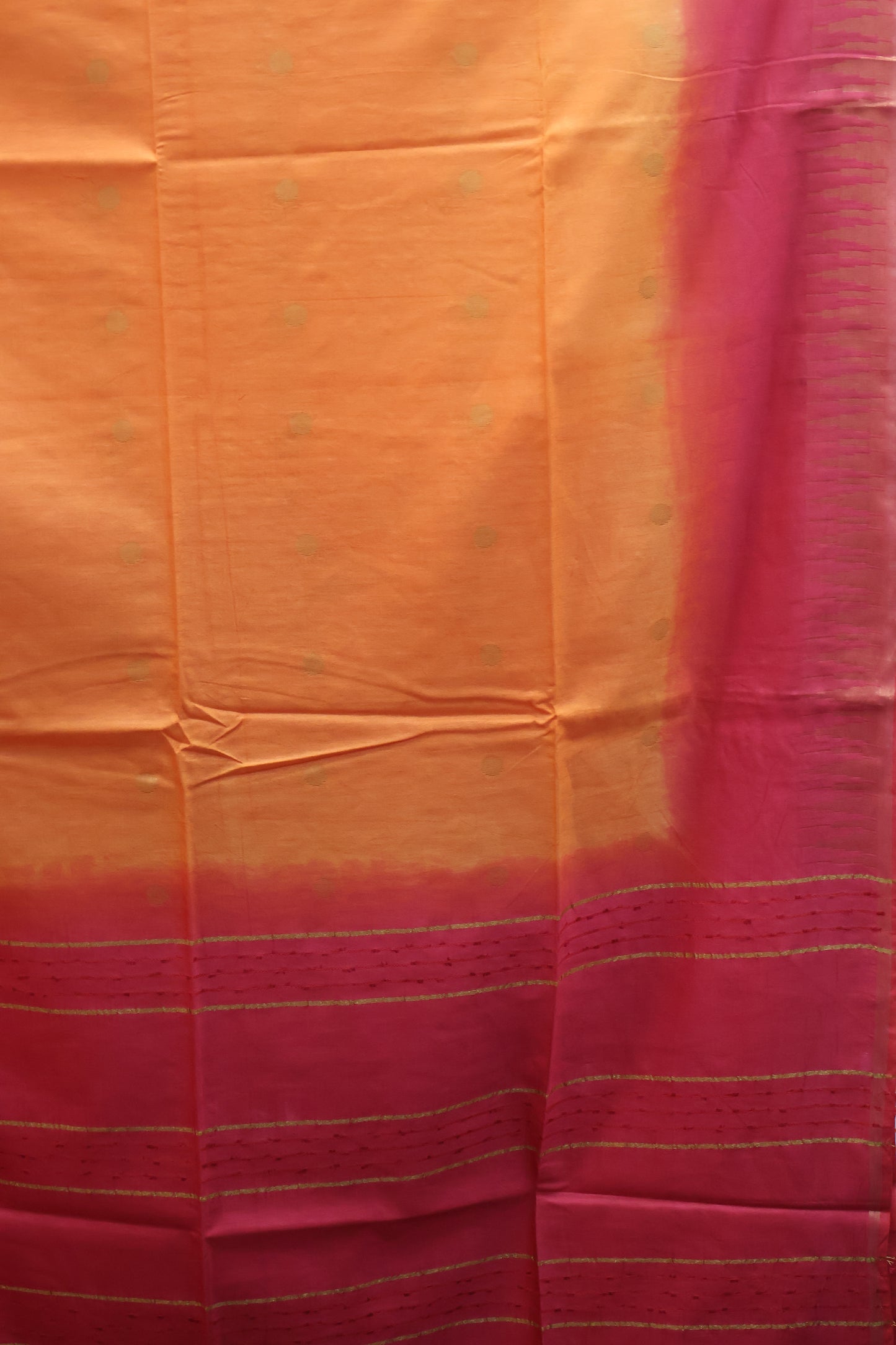 Semi Bhagalpur Tussar Saree-Orange-Pink