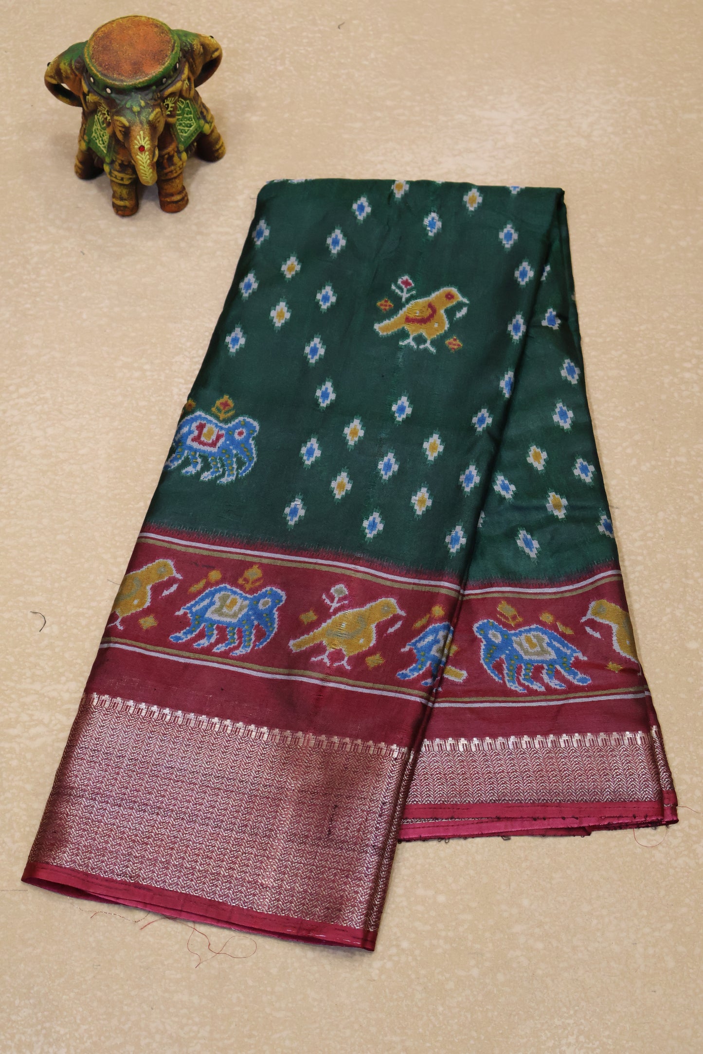 Dola Silk Saree - Bottle green