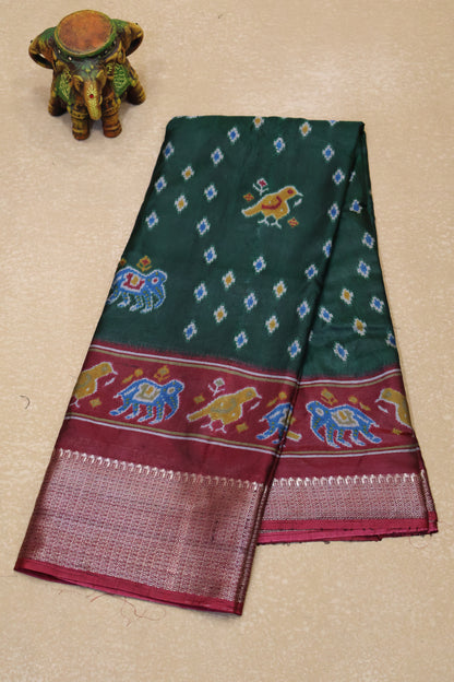 Dola Silk Saree - Bottle green