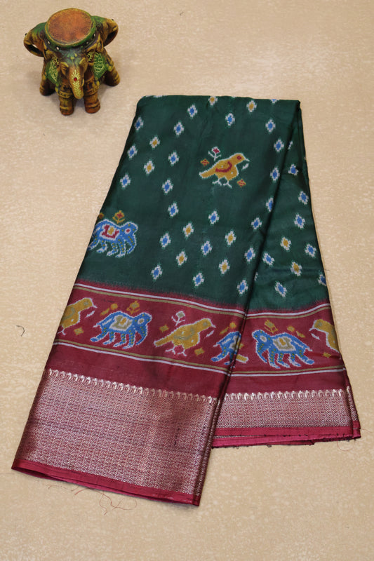 Dola Silk Saree - Bottle green
