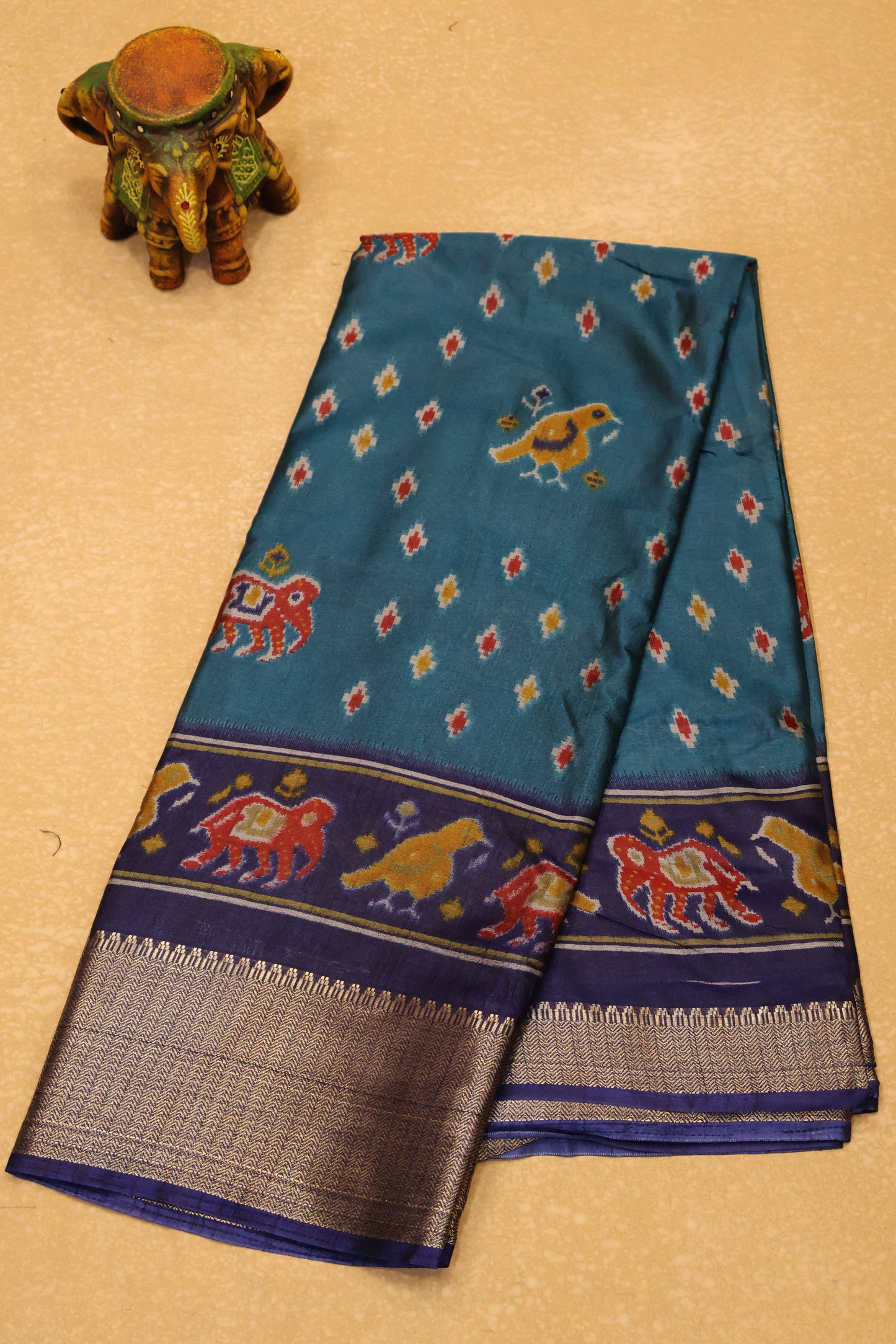 Dola Silk Saree - Peacock Blue