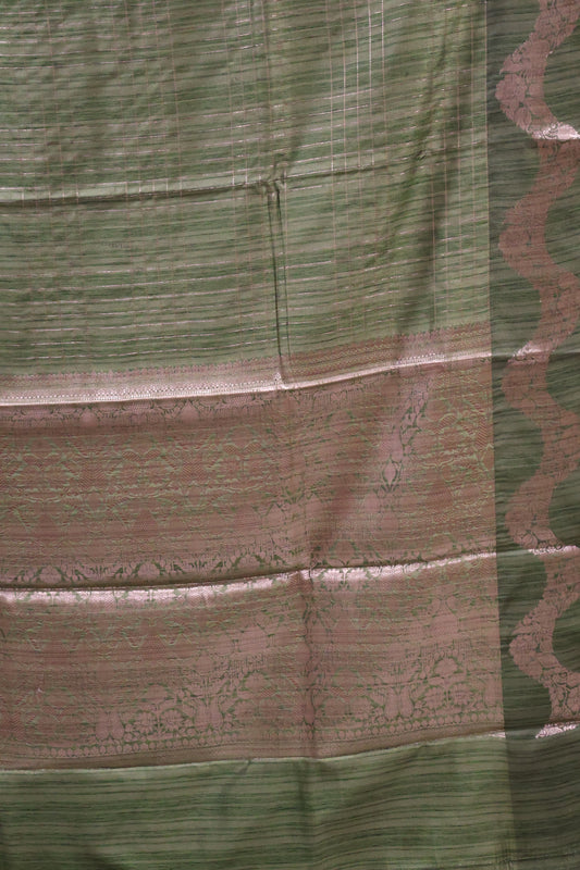 Semi Katan Silk Saree- Zari Checks-Sage Green