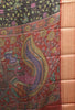 Dola Silk Saree Vine motif-Black thumbnail