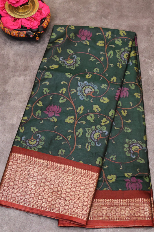 Dola Silk Saree Vine motif-Green