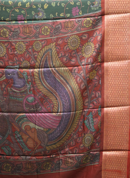 Dola Silk Saree Vine motif-Green