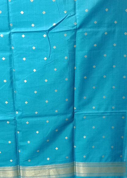 Soft Tussar Saree-Blue Paithani Design