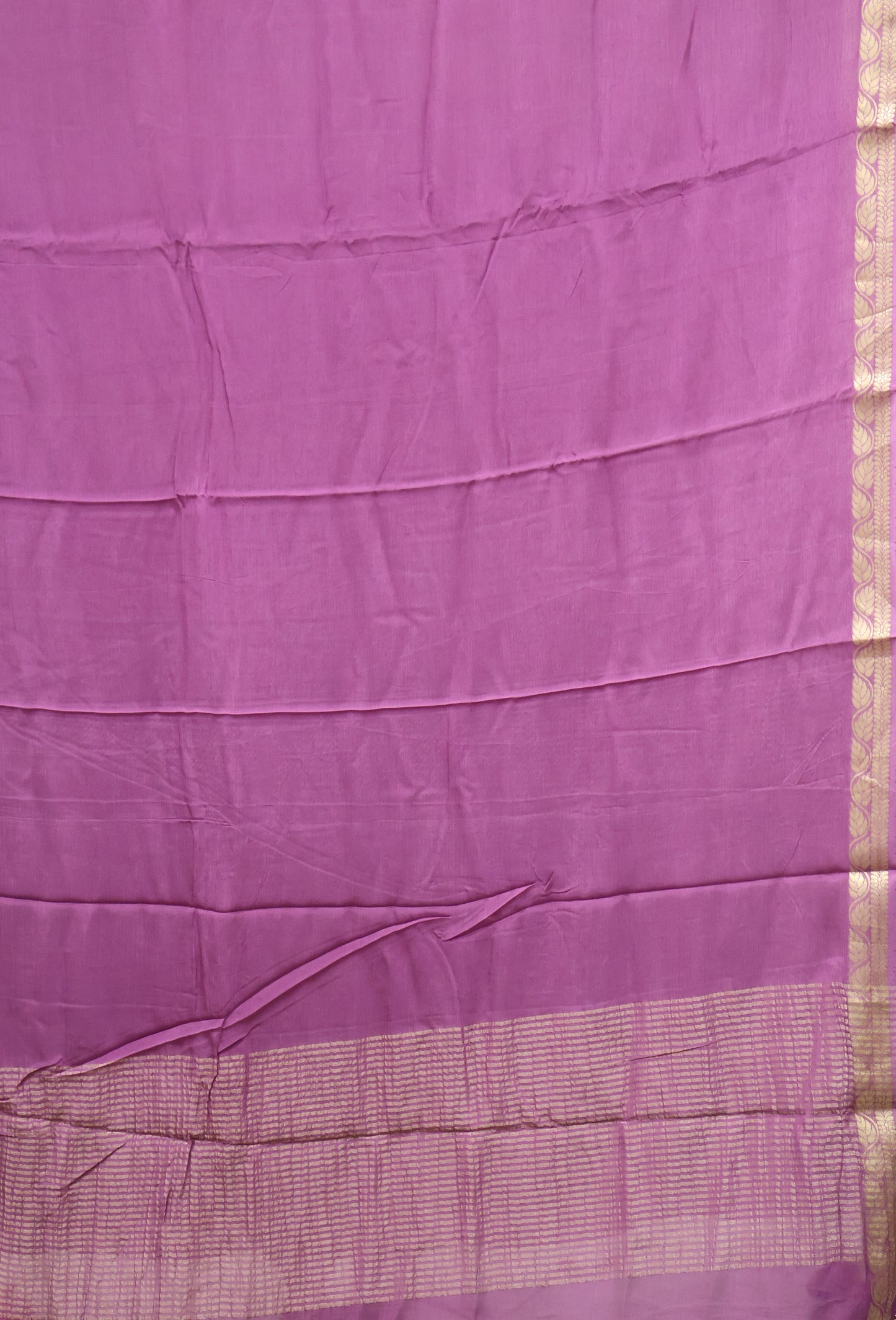 Semi Mysore Silk Saree-Leaf Buta-Purple