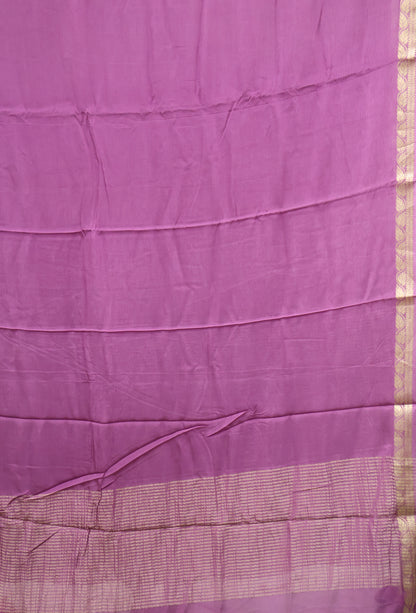 Semi Mysore Silk Saree-Leaf Buta-Purple