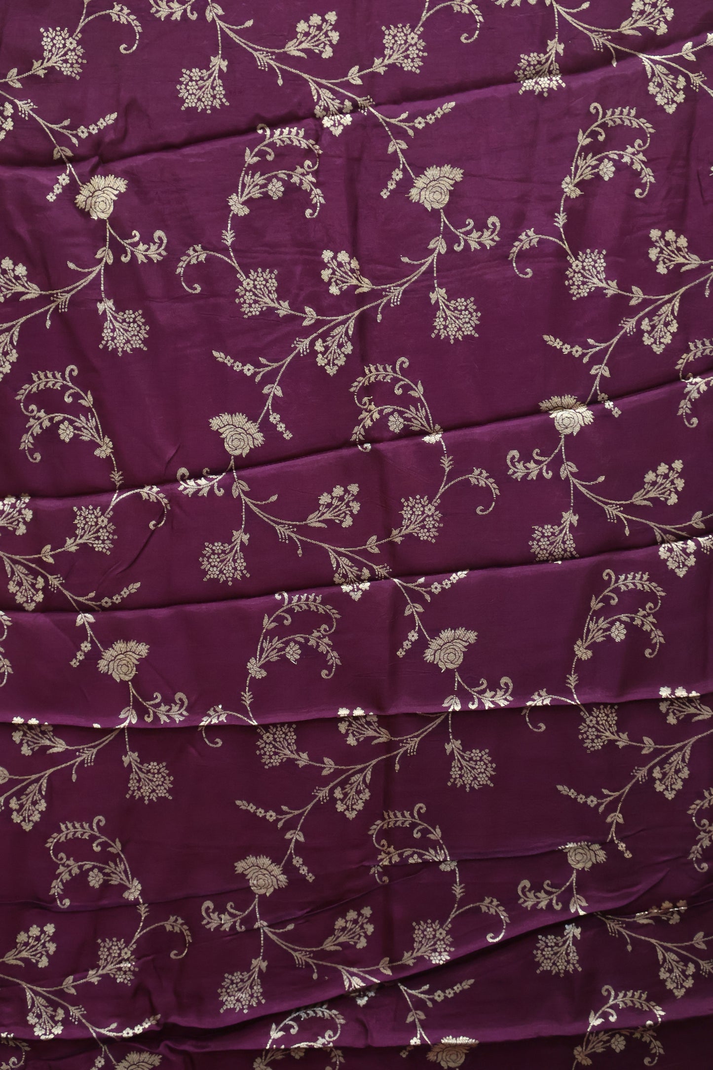 Semi Mysore Silk Saree-Leaf Buta-Peach Orange