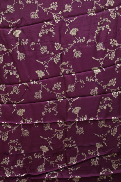 Semi Mysore Silk Saree-Leaf Buta-Peach Orange