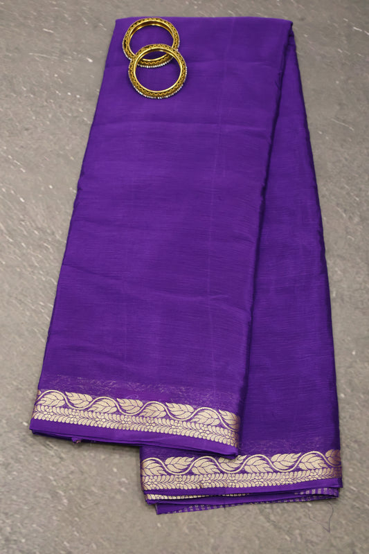 Semi Mysore Silk Saree-Leaf Buta-Voilet