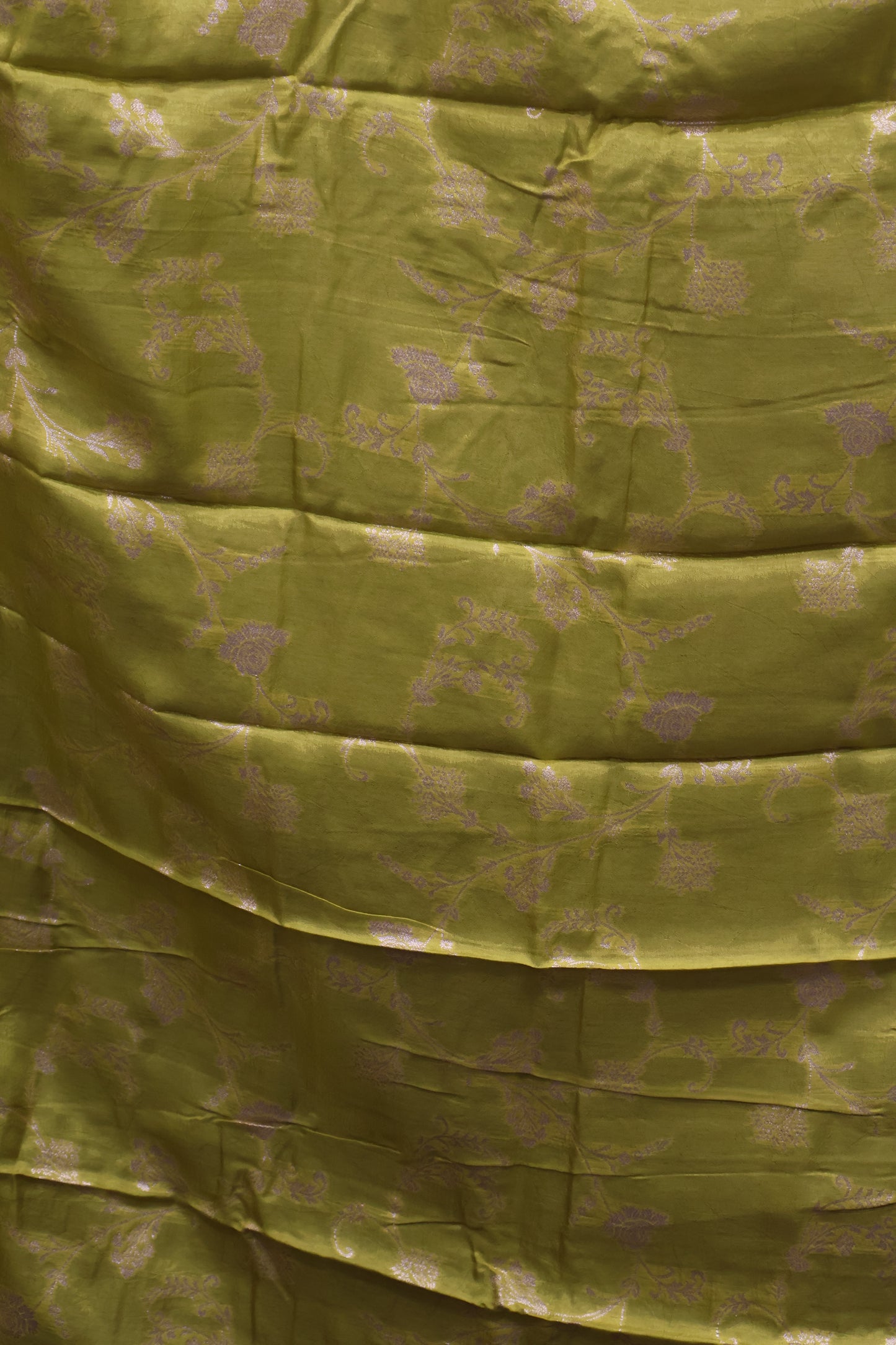 Semi Mysore Silk Saree-Leaf Buta-Dark Purple