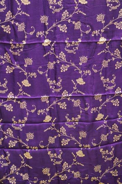 Semi Mysore Silk Saree-Leaf Buta-Yellow