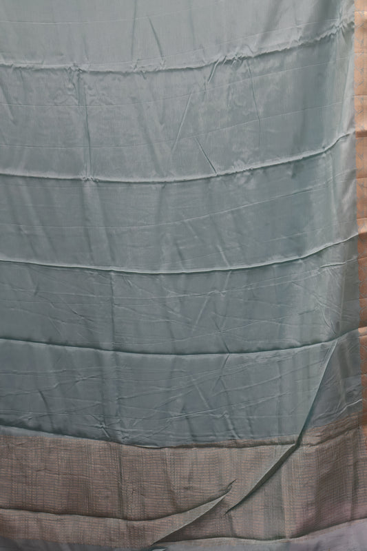 Semi Mysore Silk Saree-Leaf Buta-Baby Blue
