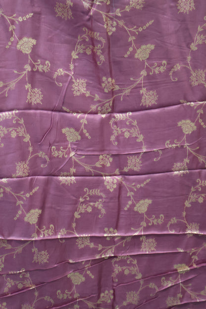 Semi Mysore Silk Saree-Leaf Buta-Baby Blue