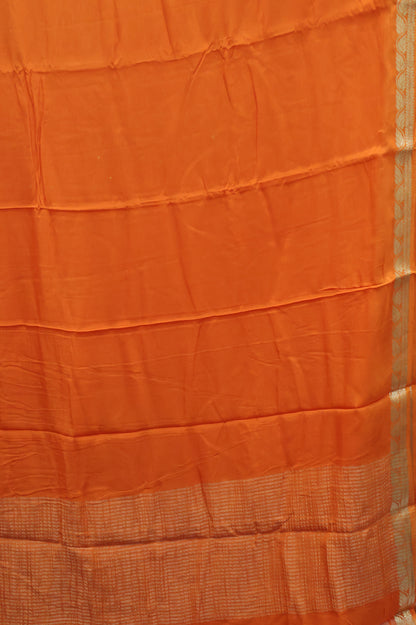 Semi Mysore Silk Saree-Leaf Buta-Orange