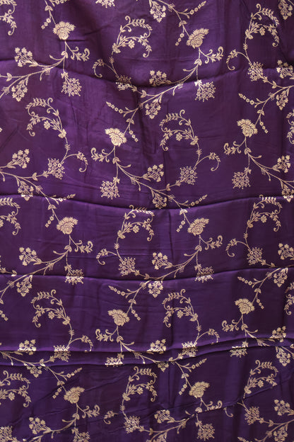 Semi Mysore Silk Saree-Leaf Buta-Orange