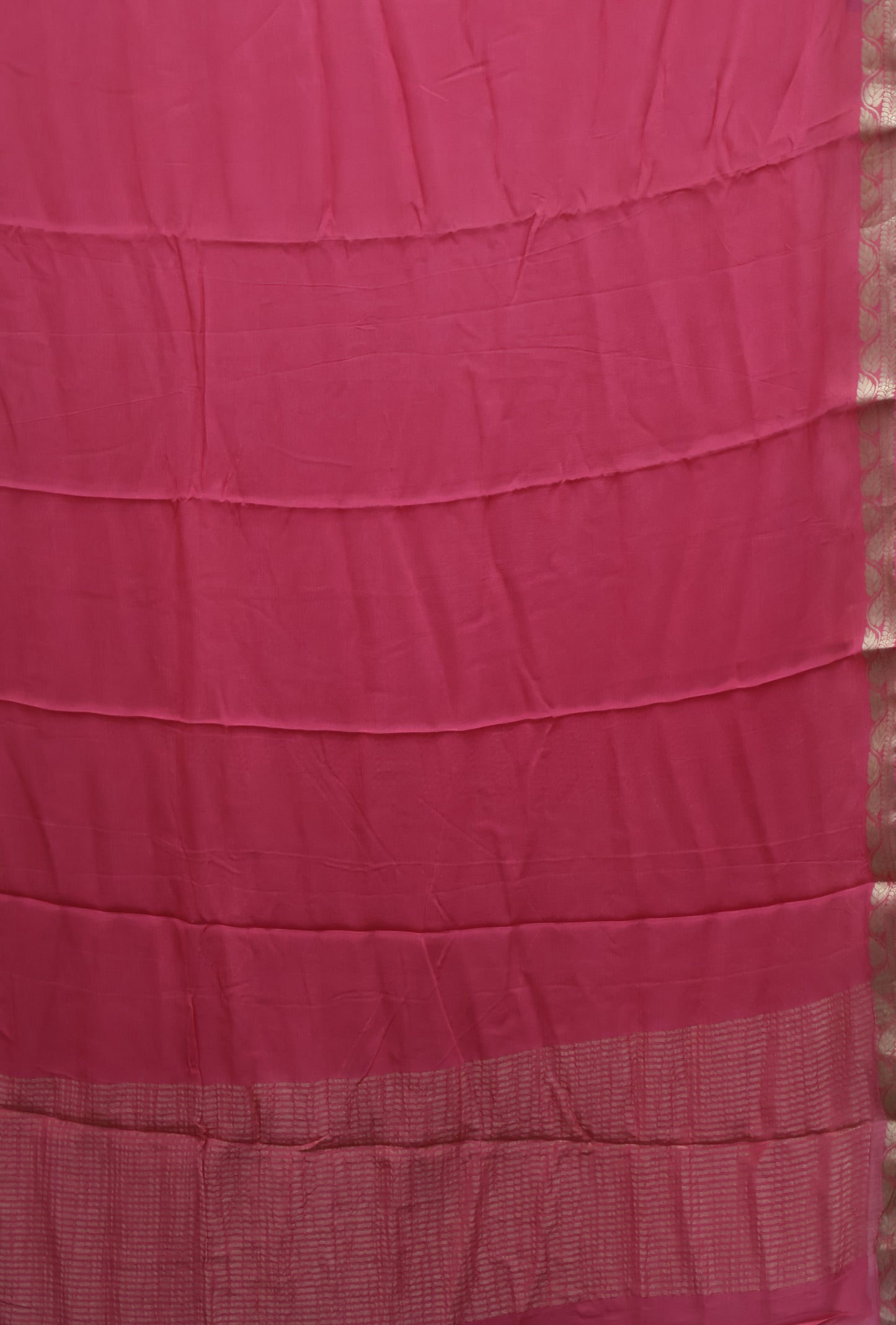 Semi Mysore Silk Saree-Leaf Buta-Pink