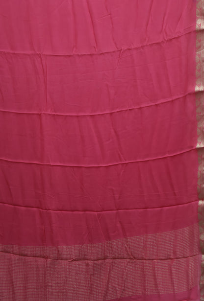 Semi Mysore Silk Saree-Leaf Buta-Pink