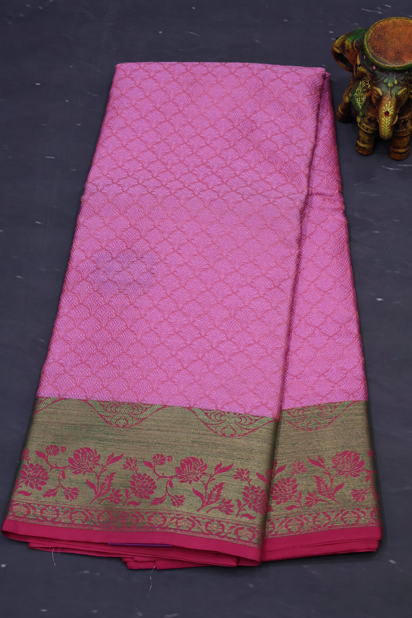 Semi Tussar Soft Saree - Pink-Green