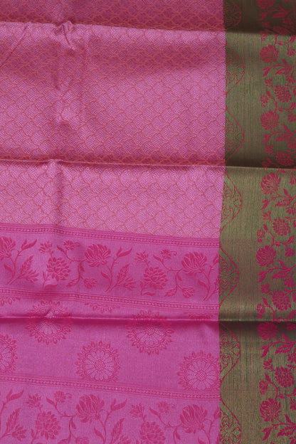 Semi Tussar Soft Saree - Pink-Green