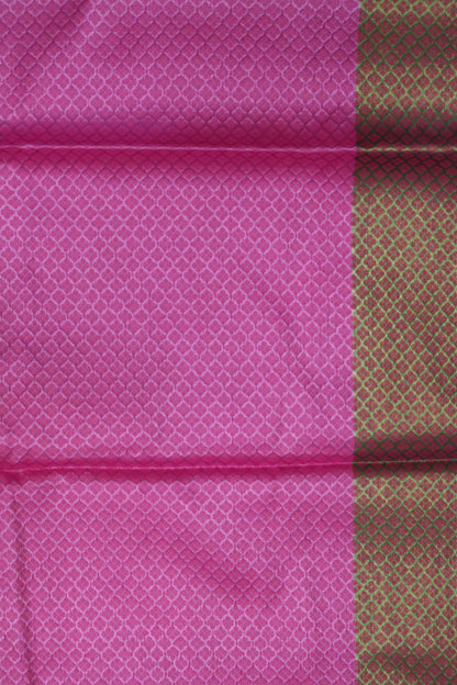 Semi Tussar Soft Saree - Pink-Green