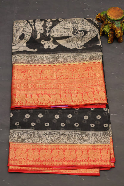 Silk Kota saree- Black Red