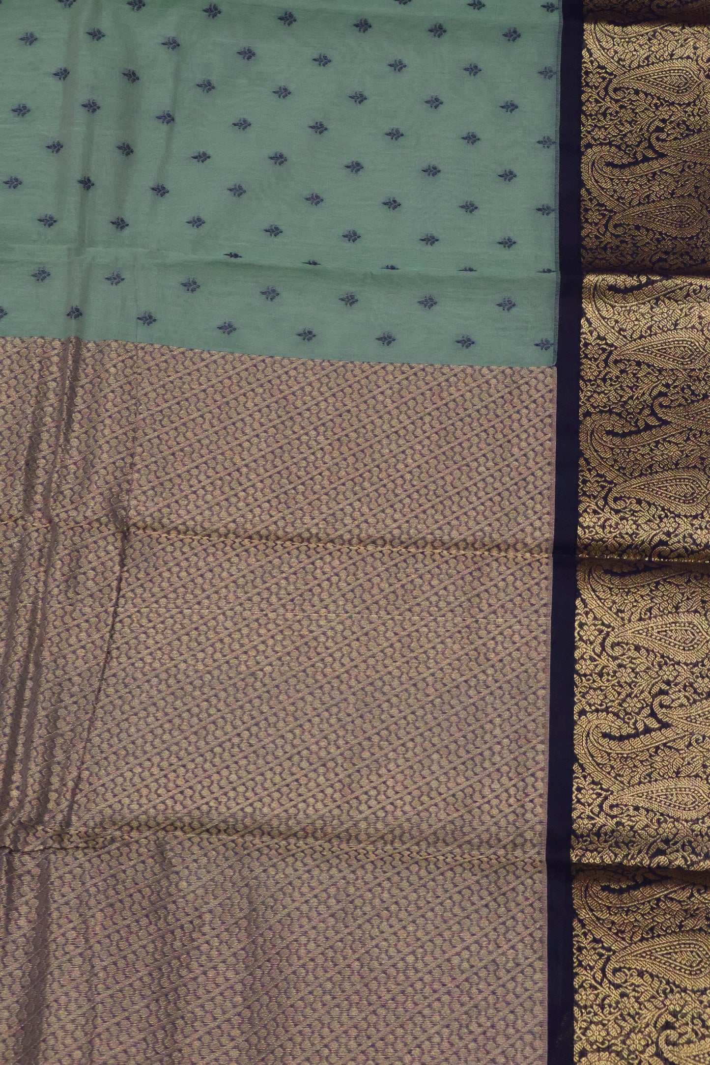 Kora Silk Cotton Saree - Green Manga Border