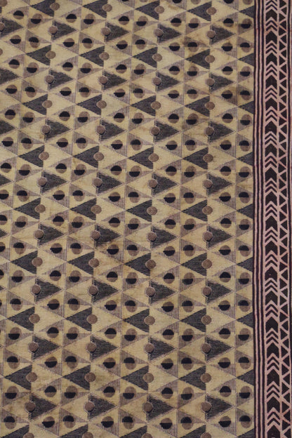 Semi Tussar Soft Saree - Beige Body Geomatric